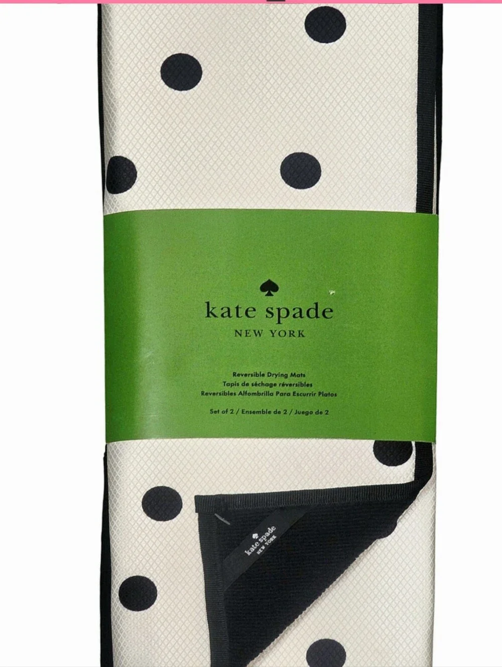 Kate Spade New York Set Of 2 Polka Dot Reversible Drying Mats